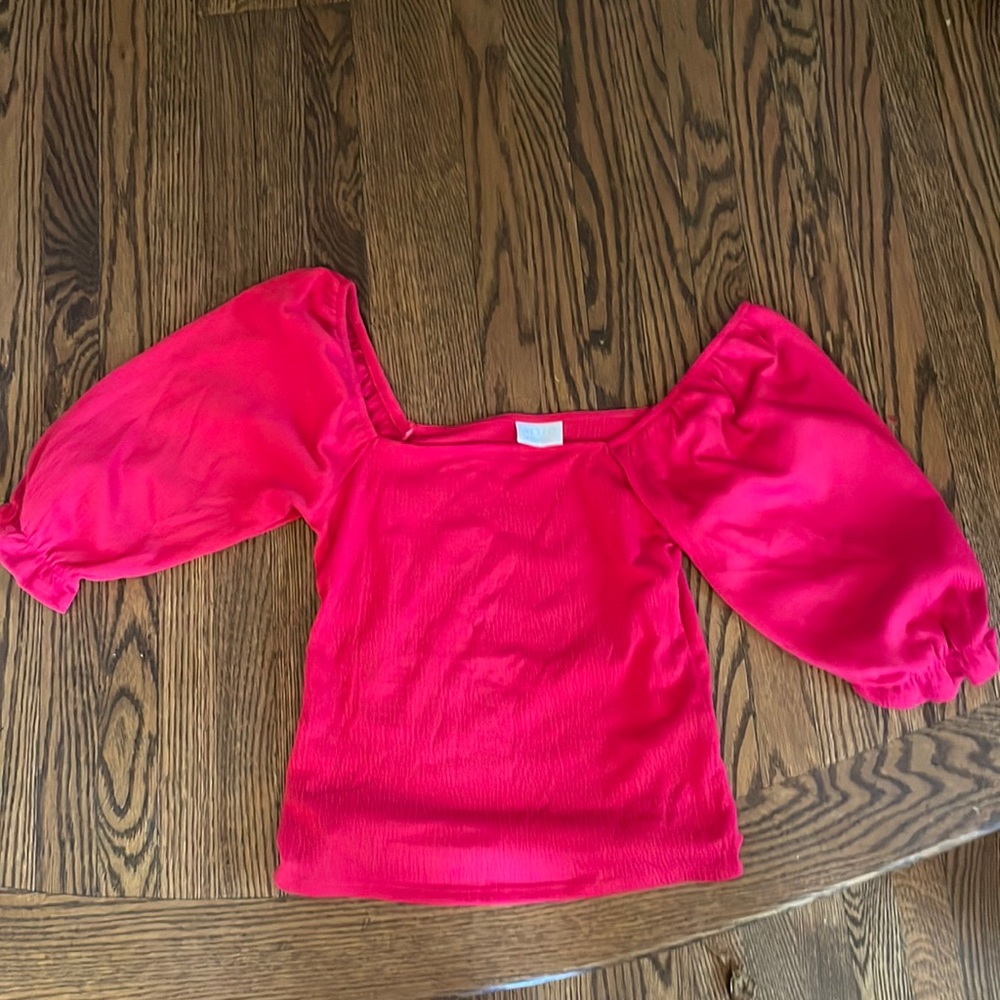 Abound Cherry Red Square Neck Poof Sleeve